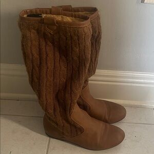 Knit-Shaft Boots - Brown